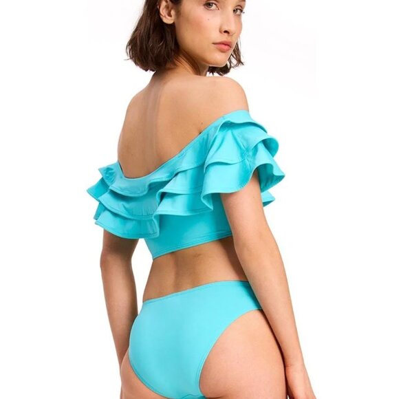 NWT Kate Spade Ruffle River Blue Off Shoulder Wireless Ruffle Bikini Set - Picture 2 of 5